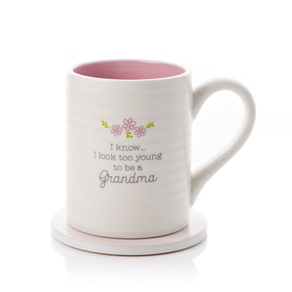 Young Looking Grandma Gift Set Mug & Coaster In A Gift Box