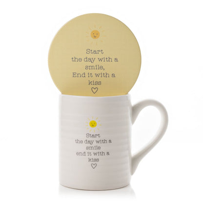 Start With A Smile Gift Set Mug & Coaster In A Gift Box