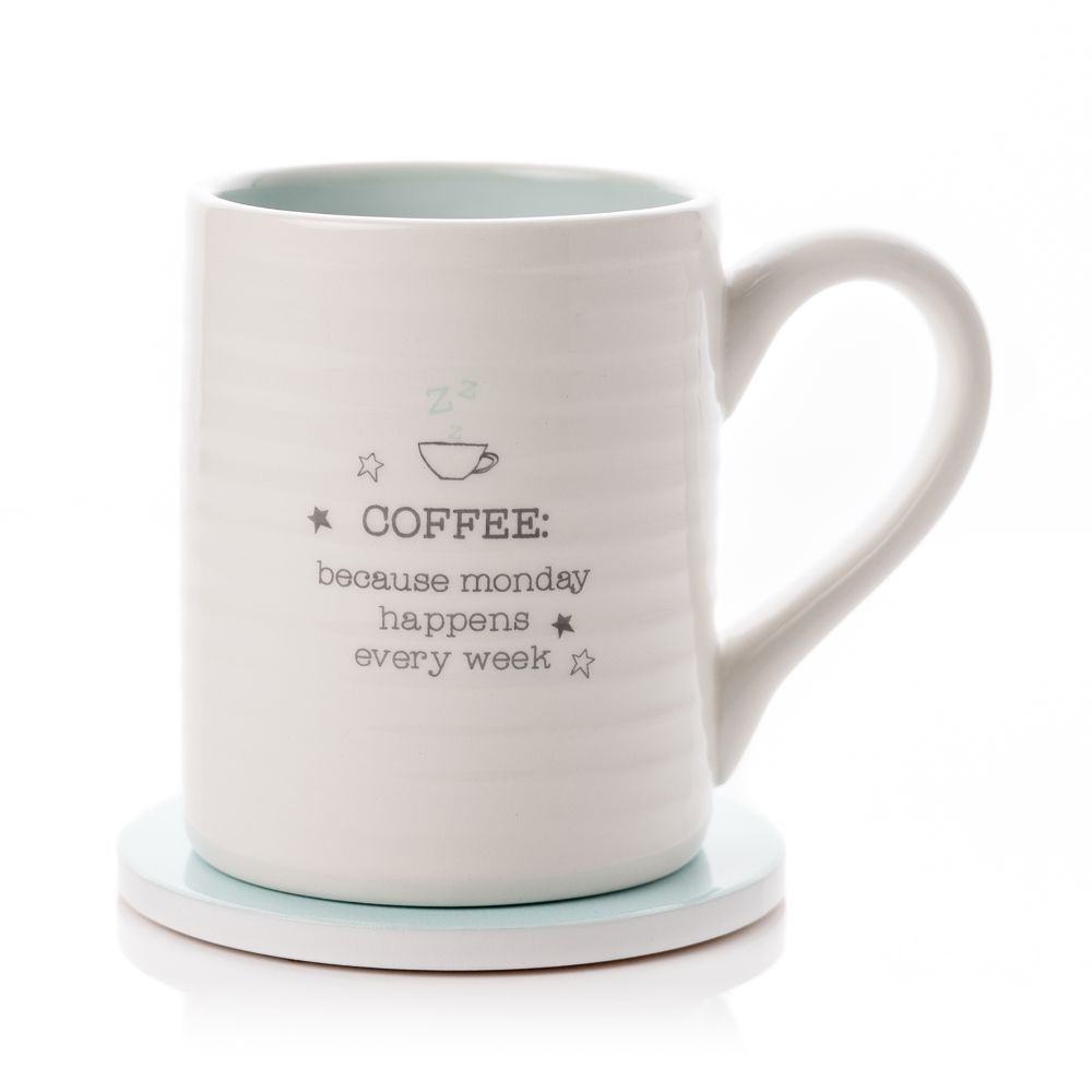 Coffee Because Monday Gift Set Mug & Coaster In A Gift Box