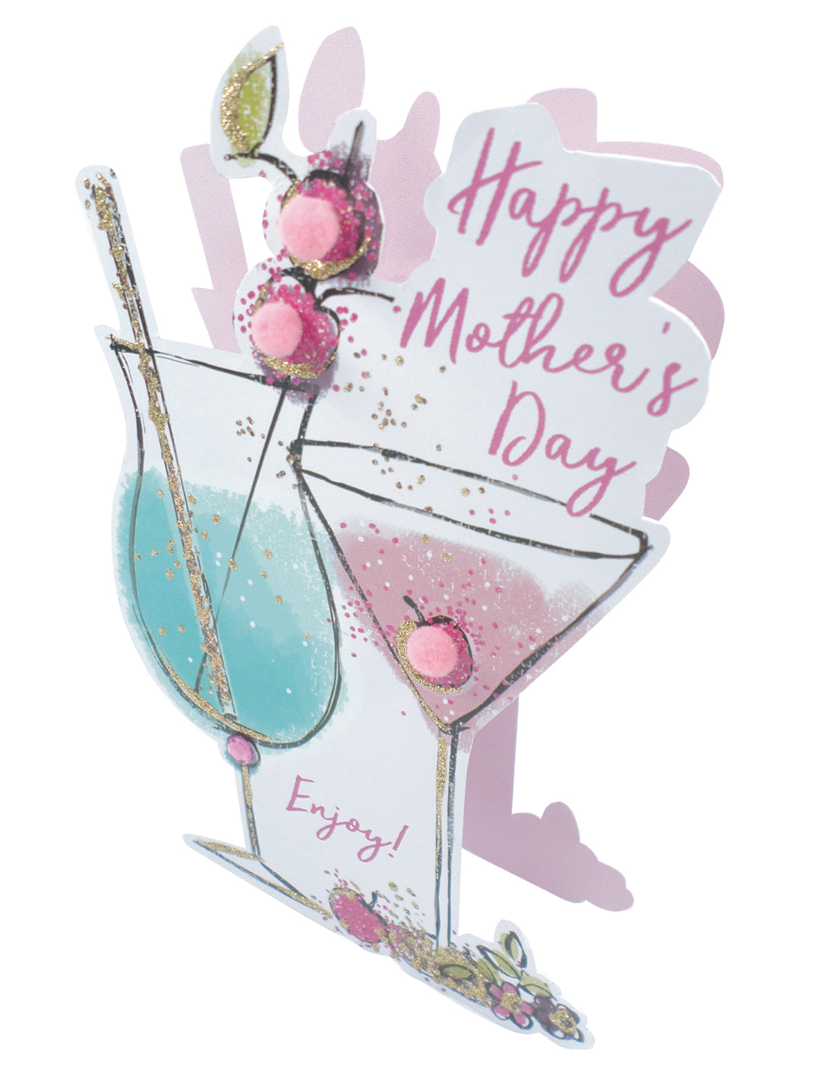 Cocktails Happy Mother's Day 3D Paper Dazzle Greeting Card