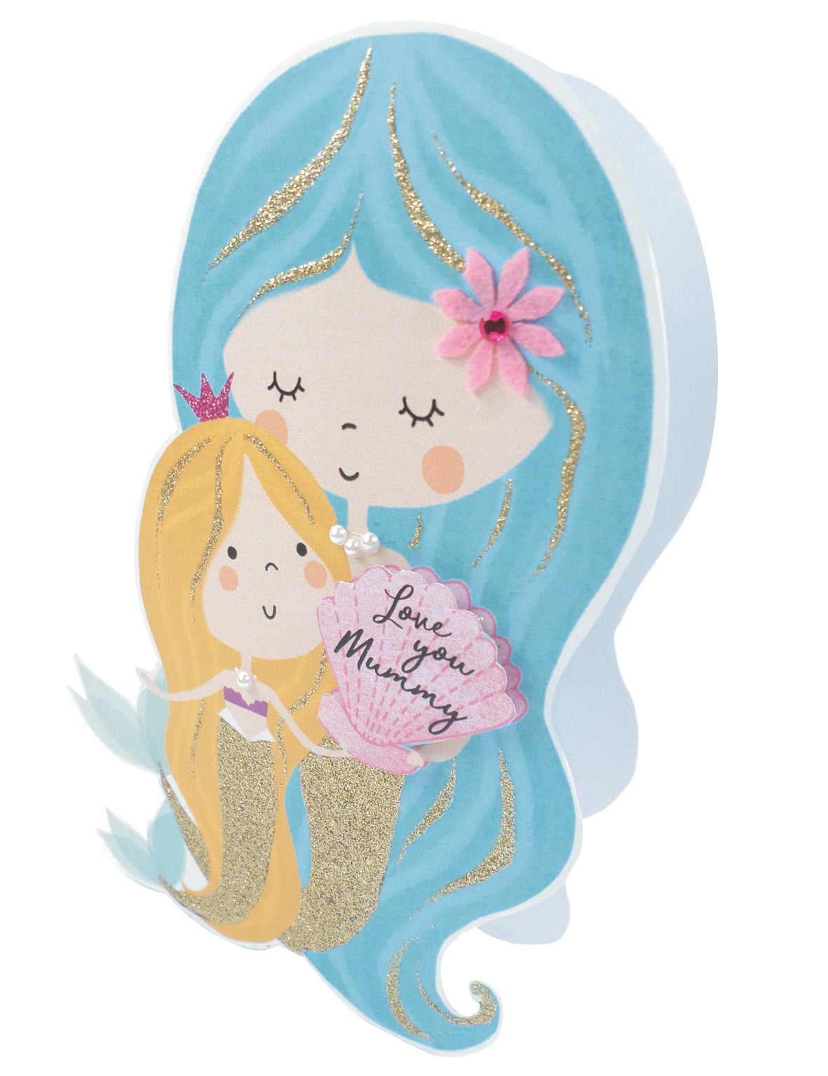 Mermaid Love Mummy Mother's Day 3D Paper Dazzle Greeting Card