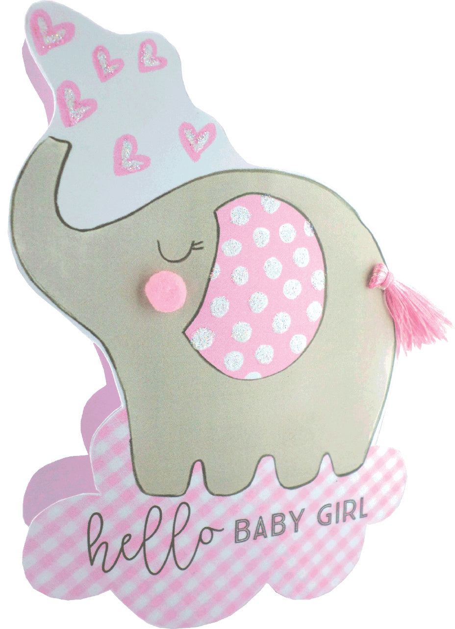 Birth New Baby Girl 3D Paper Dazzle Congratulations Greeting Card