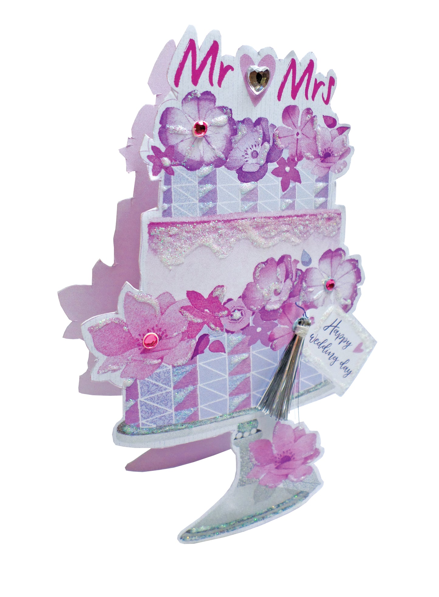Wedding Day Mr & Mrs Cake 3D Paper Dazzle Greeting Card