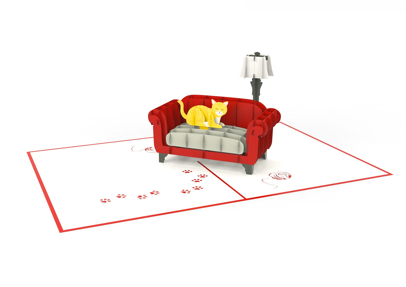 Cat & Sofa Laser Cut Pop Up Greeting Card