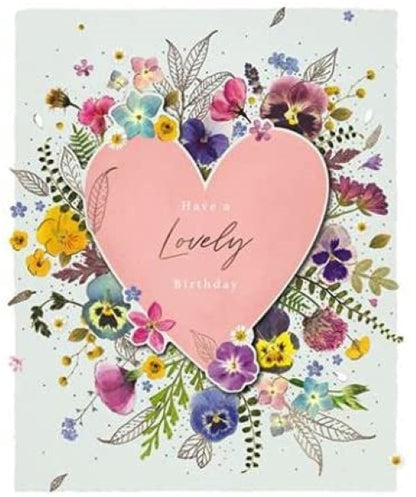 Lovely Birthday Floral Heart Embellished Birthday Greeting Card