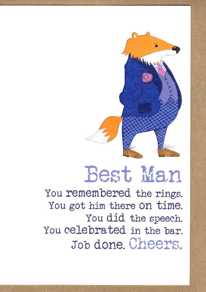 Best Man Thank You Sparkle Finished Greeting Card