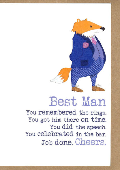 Best Man Thank You Sparkle Finished Greeting Card