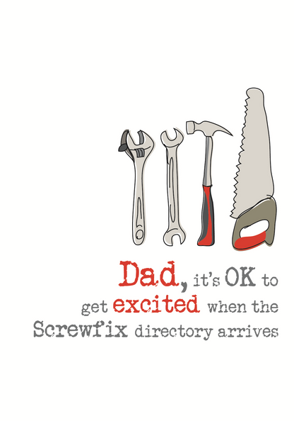 Dad Screwfix Birthday Sparkle Finished Greeting Card Cards