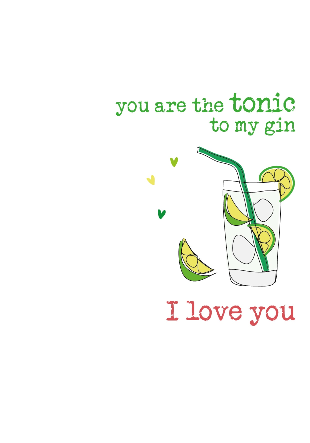 I Love You G&T Sparkle Finished Greeting Card