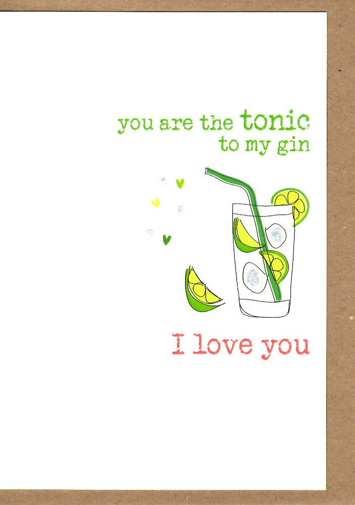 I Love You G&T Sparkle Finished Greeting Card