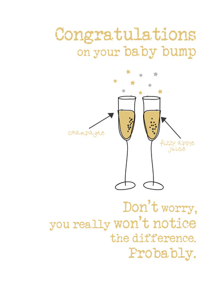 Baby Bump Congrats Sparkle Finished Greeting Card