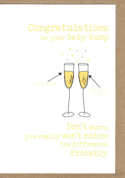 Baby Bump Congrats Sparkle Finished Greeting Card