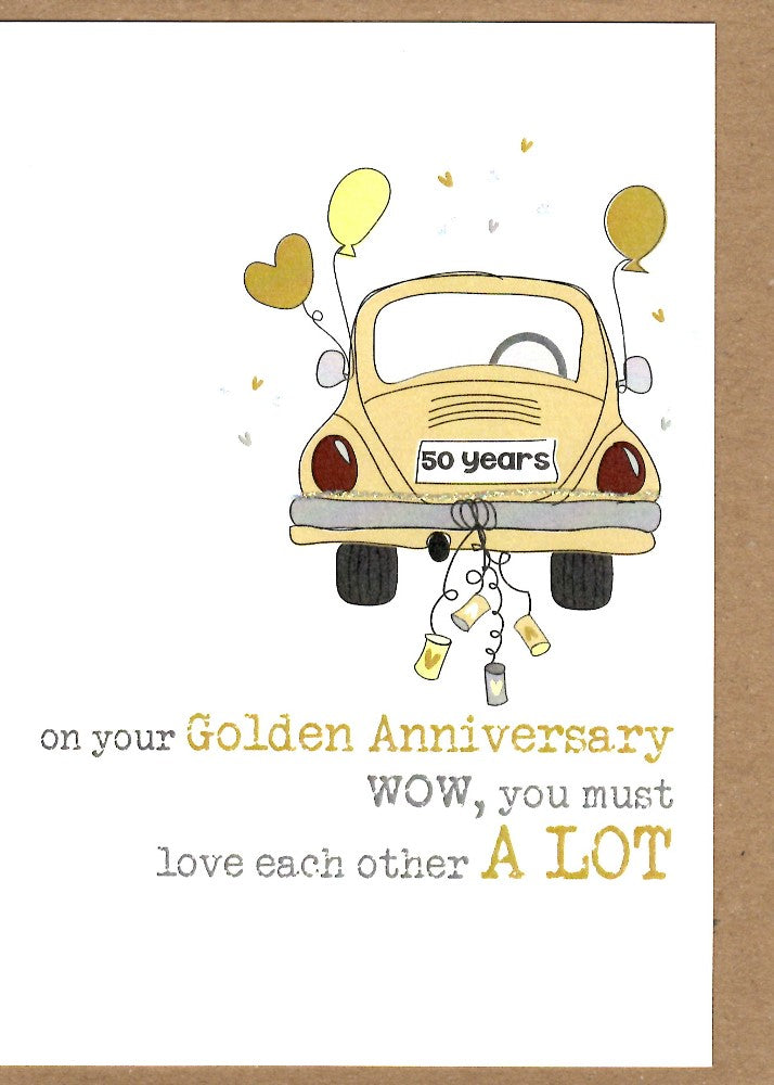 50th Golden Anniversary Sparkle Finished Greeting Card