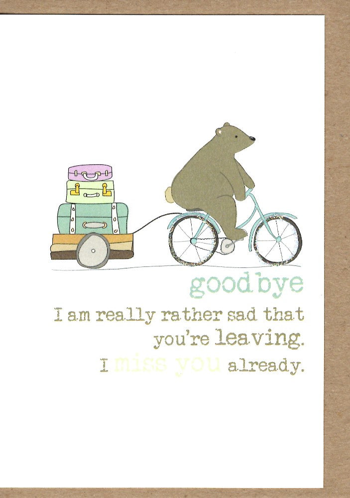 Leaving Miss You Sparkle Finished Greeting Card