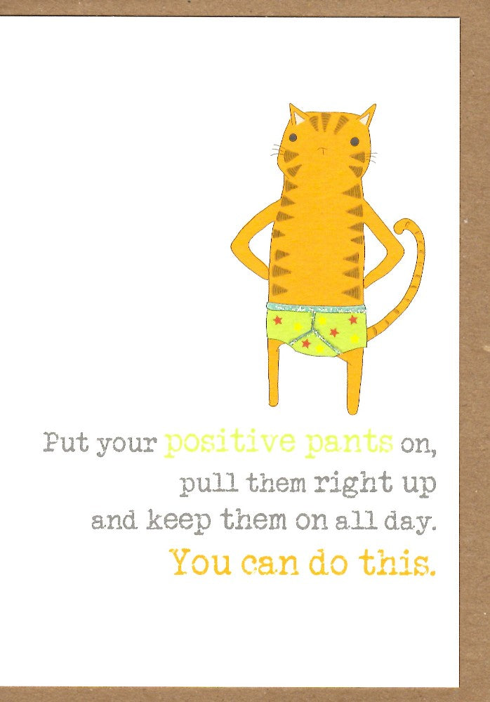Good Luck Positive Pants Sparkle Finished Greeting Card