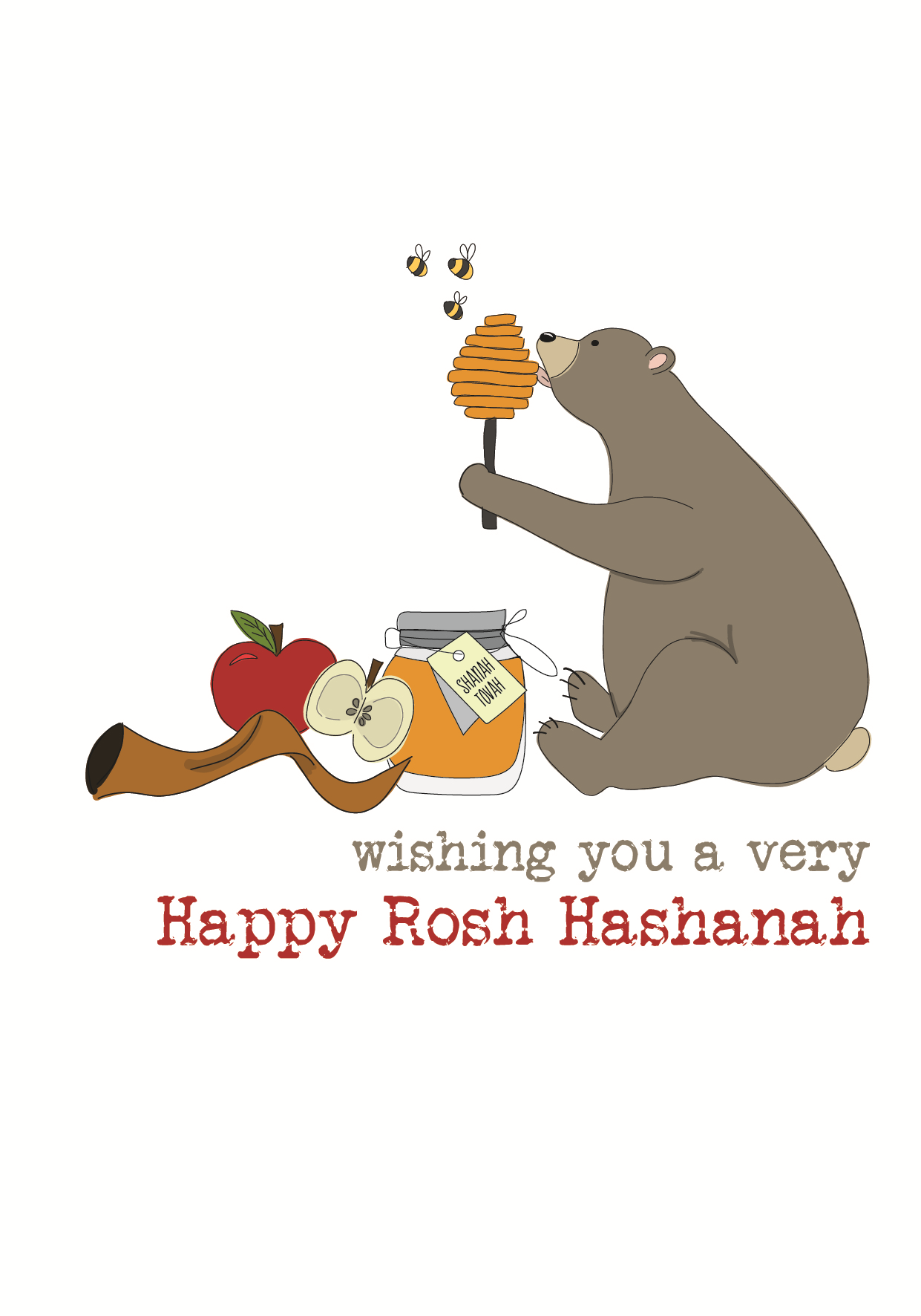 Happy Rosh Hashanah Sparkle Finished Greeting Card