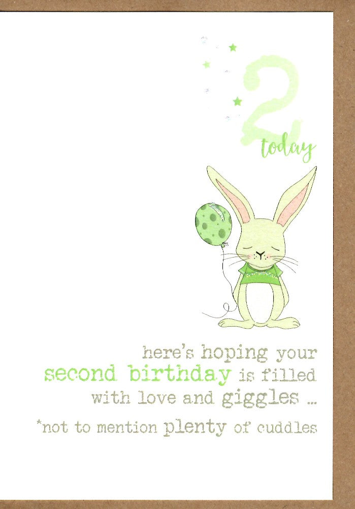 2nd Birthday Bunny Sparkle Finished Greeting Card