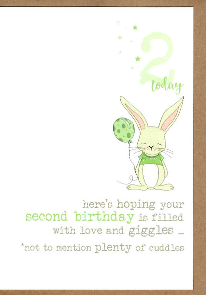 2nd Birthday Bunny Sparkle Finished Greeting Card