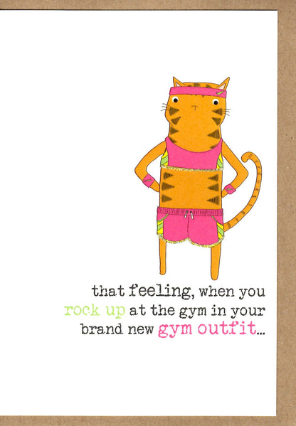 New Gym Outfit Sparkle Finished Greeting Card