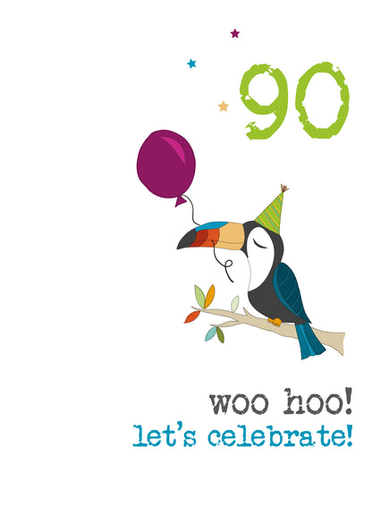 90th Birthday Woo Hoo Sparkle Finished Greeting Card