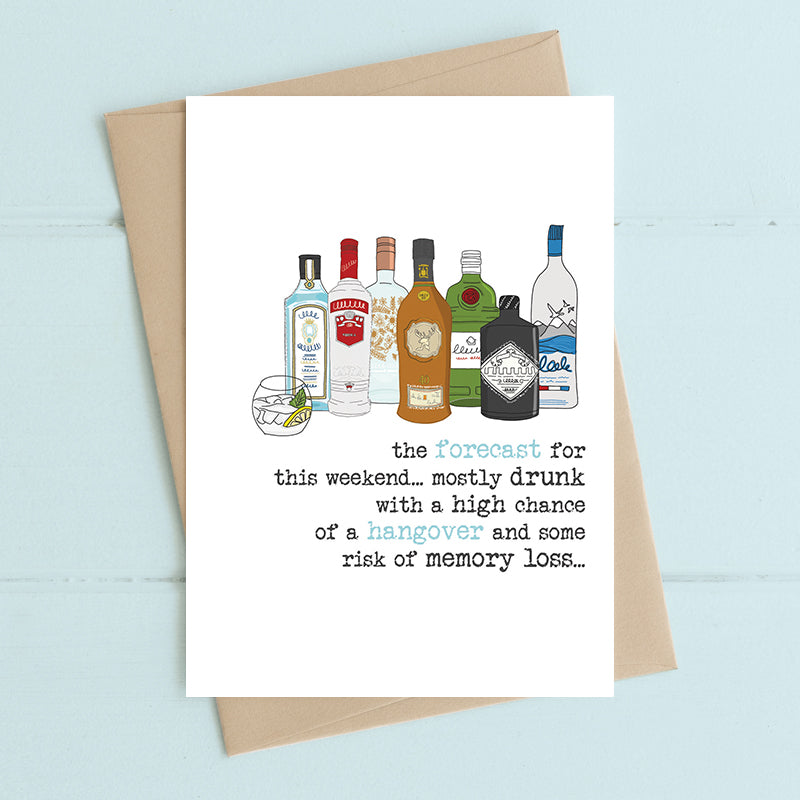 Weekend Forecast Hungover Greeting Card
