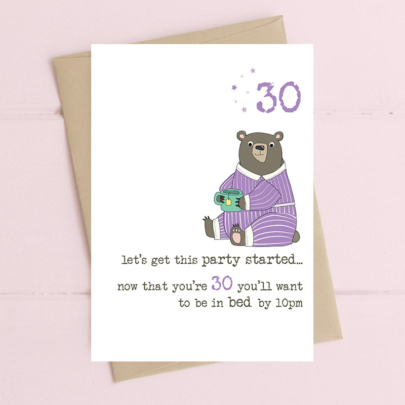Bed By 10pm 30th Birthday Greeting Card