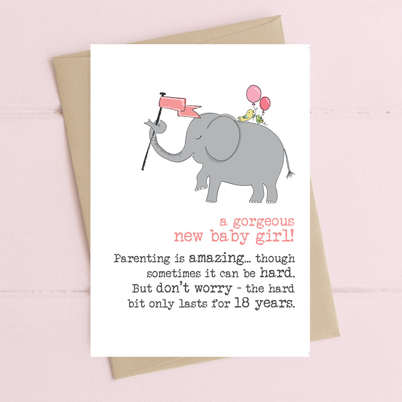 A New Baby Girl Don't Worry Greeting Card