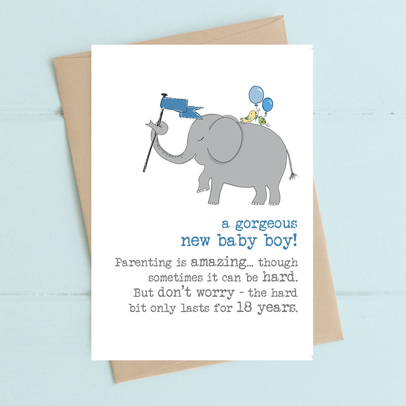 A New Baby Boy Don't Worry Greeting Card