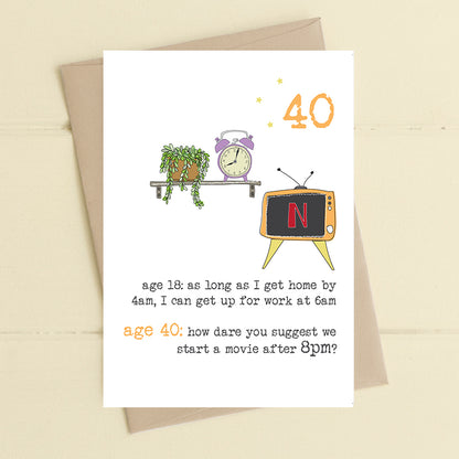 Staying Up Late 40th Birthday Greeting Card