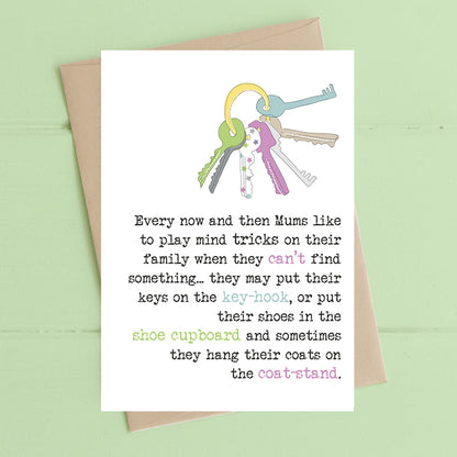 Mums Like To Play Mind Tricks & Tidy Up Greeting Card