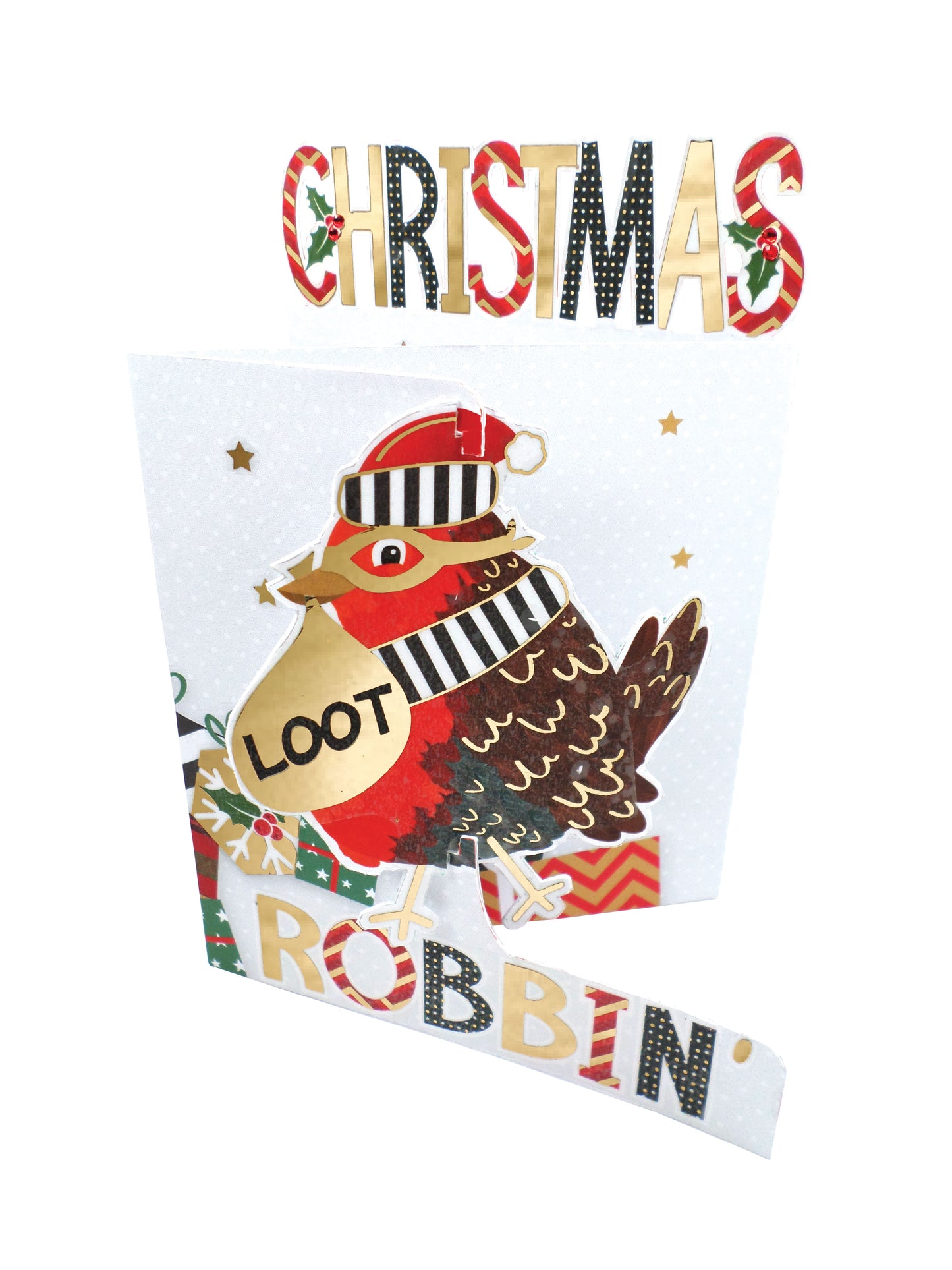 Happy Christmas Robbing Robin 3D Christmas Card