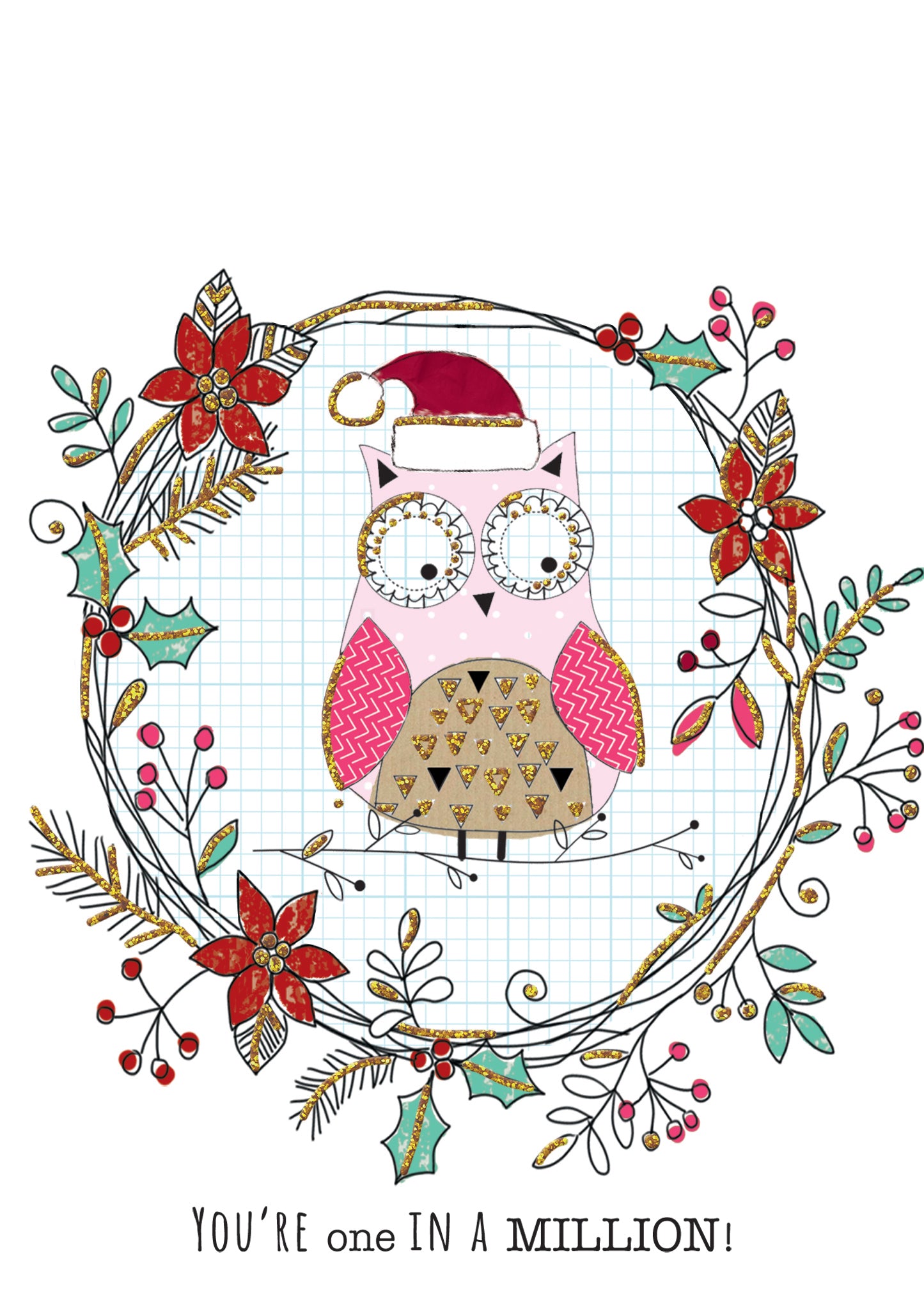 You Name It! Owl Christmas Card With Space For Childs Name Topper