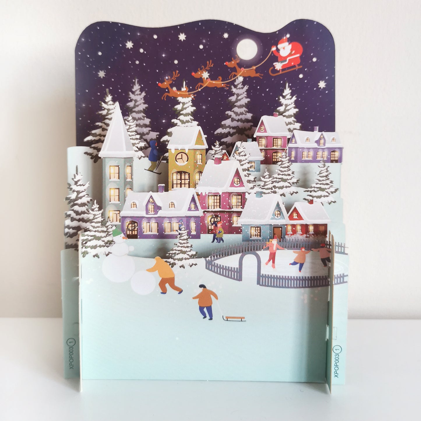 Xmas Night Ice Skating 3D Pop Up Christmas Greeting Card