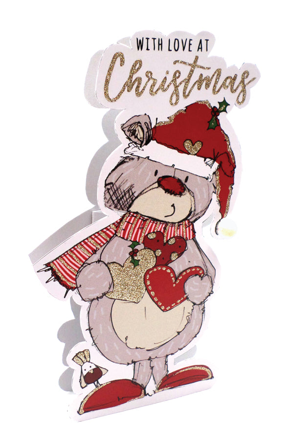 Christmas Bear 3D Paper Dazzle Christmas Greeting Card